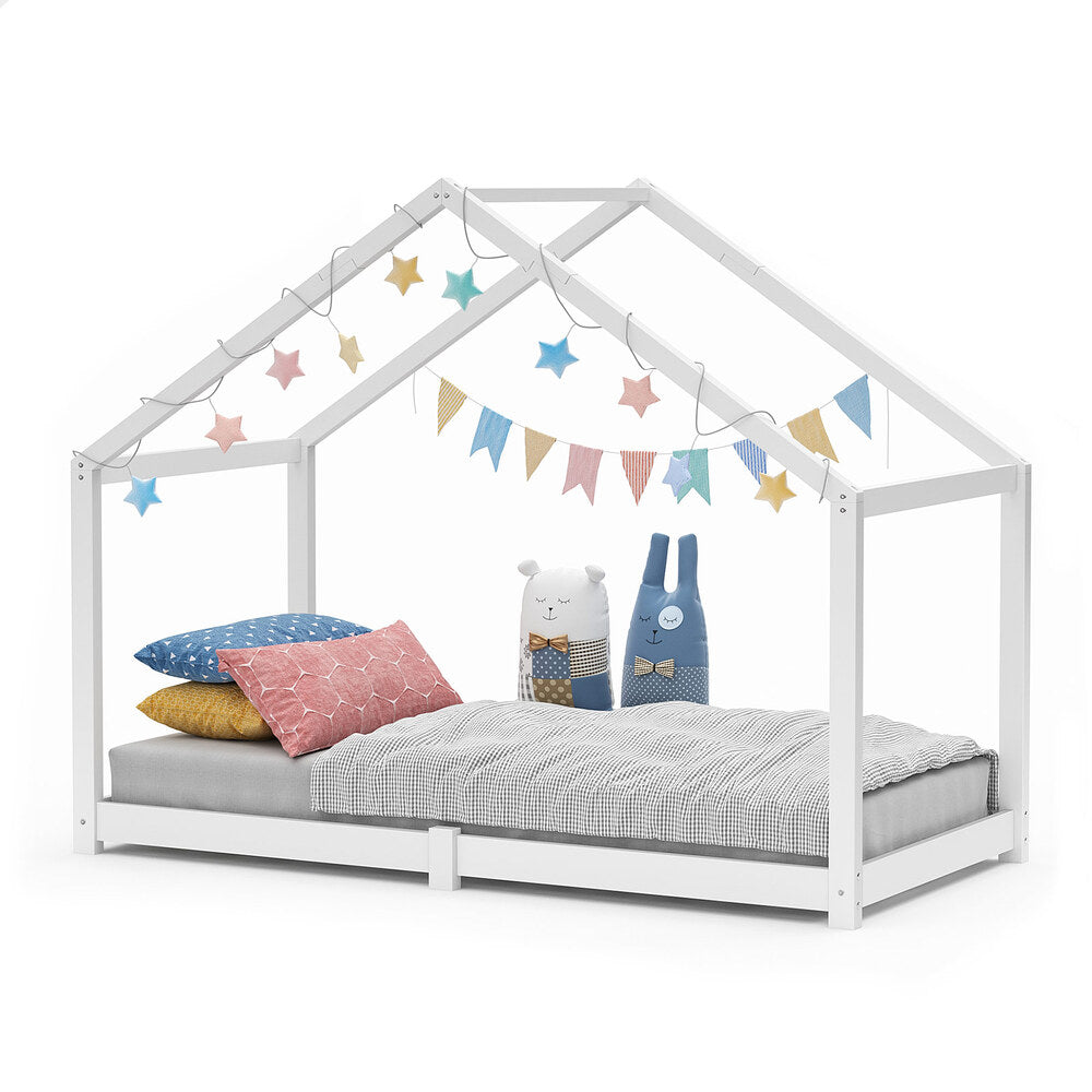 ALFORDSON Kids Bed Frame Wooden Timber Single House Frame Candice White