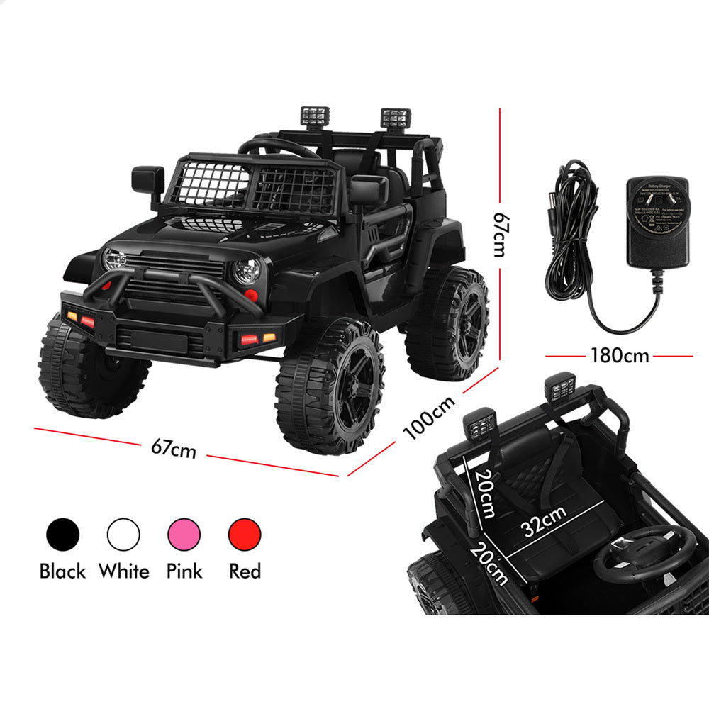 ALFORDSON Kids Ride On Car Toy Jeep Electric 12V 60W Motors R/C LED Lights Black