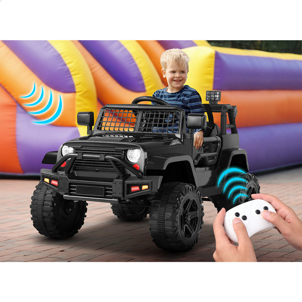 ALFORDSON Kids Ride On Car Toy Jeep Electric 12V 60W Motors R/C LED Lights Black