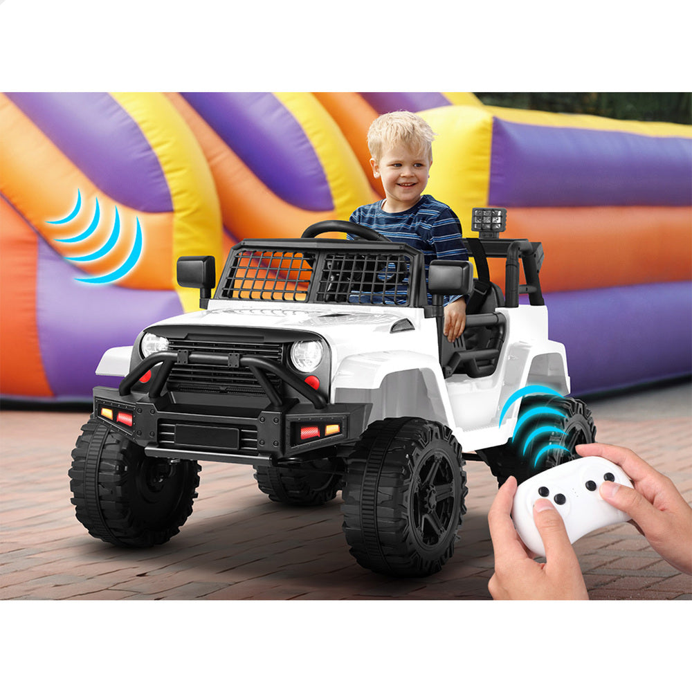 ALFORDSON Kids Ride On Car Toy Jeep Electric 12V 60W Motors R/C LED Lights White