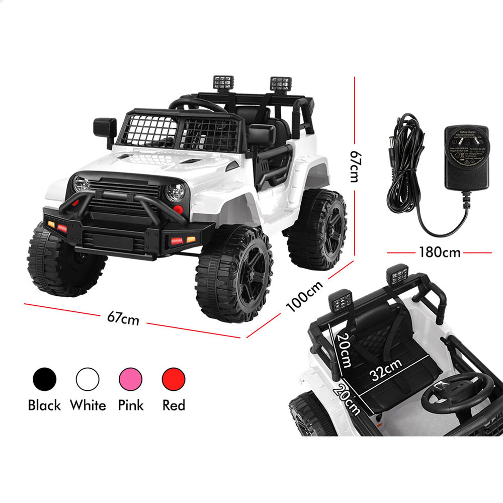 ALFORDSON Kids Ride On Car Toy Jeep Electric 12V 60W Motors R/C LED Lights White