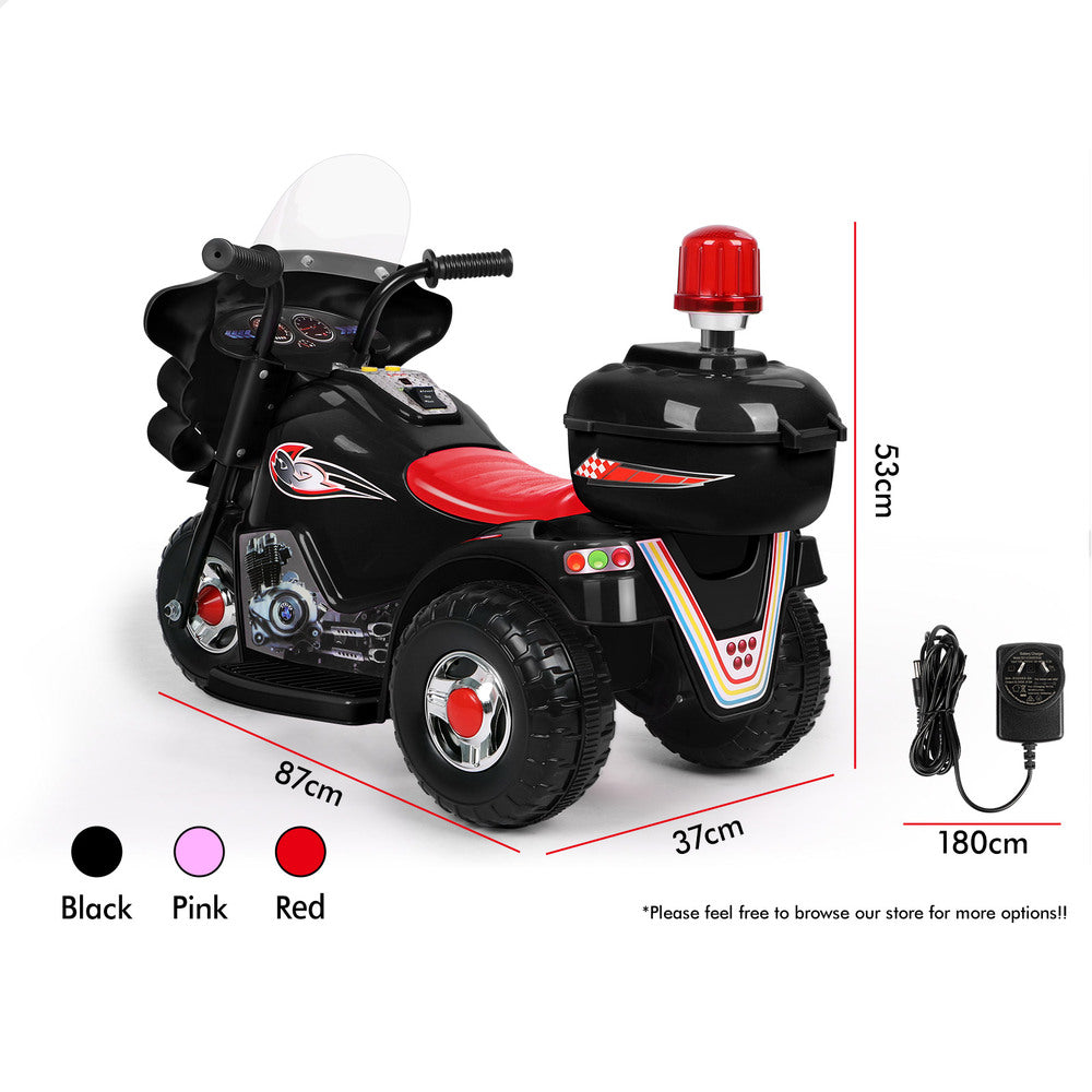 ALFORDSON Kids Ride On Car Police Motorcycle 6V Electric Toy 25W Motor MP3 Black