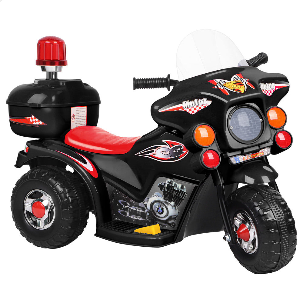 ALFORDSON Kids Ride On Car Police Motorcycle 6V Electric Toy 25W Motor MP3 Black