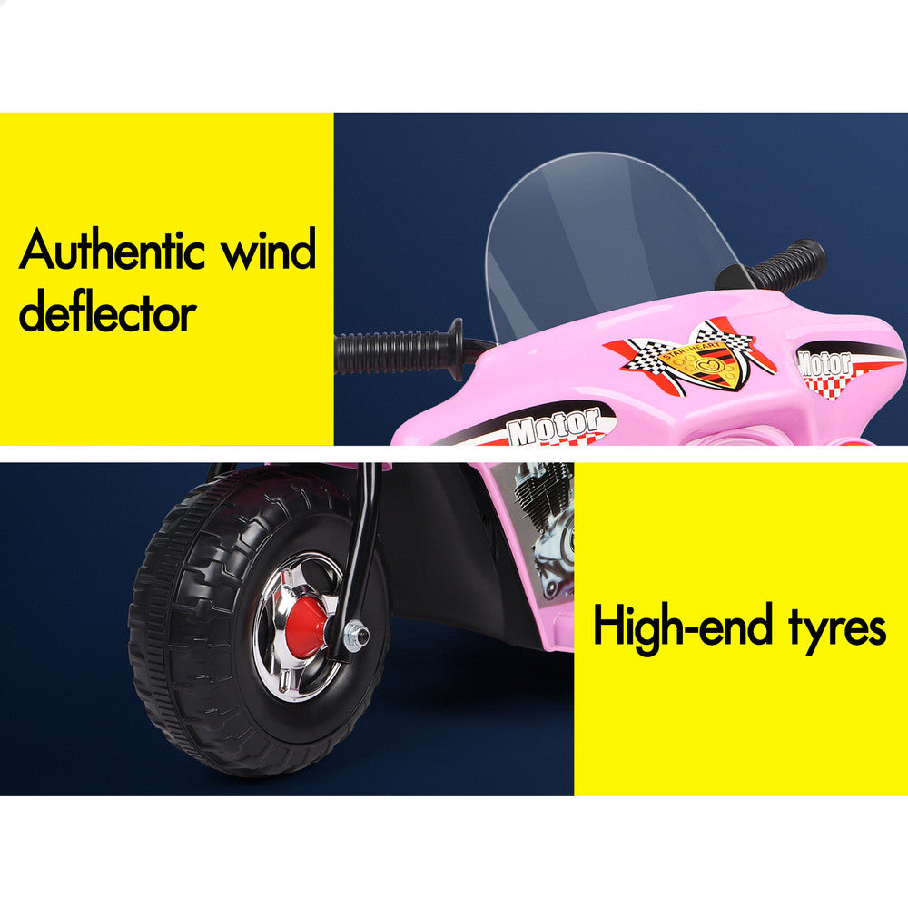 ALFORDSON Kids Ride On Car Police Motorcycle 6V Electric Toy 25W Motor MP3 Pink