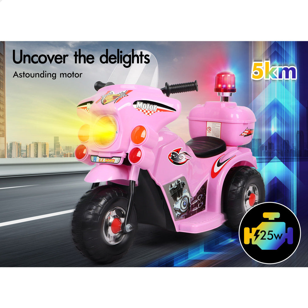 ALFORDSON Kids Ride On Car Police Motorcycle 6V Electric Toy 25W Motor MP3 Pink