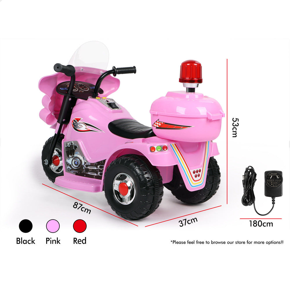 ALFORDSON Kids Ride On Car Police Motorcycle 6V Electric Toy 25W Motor MP3 Pink