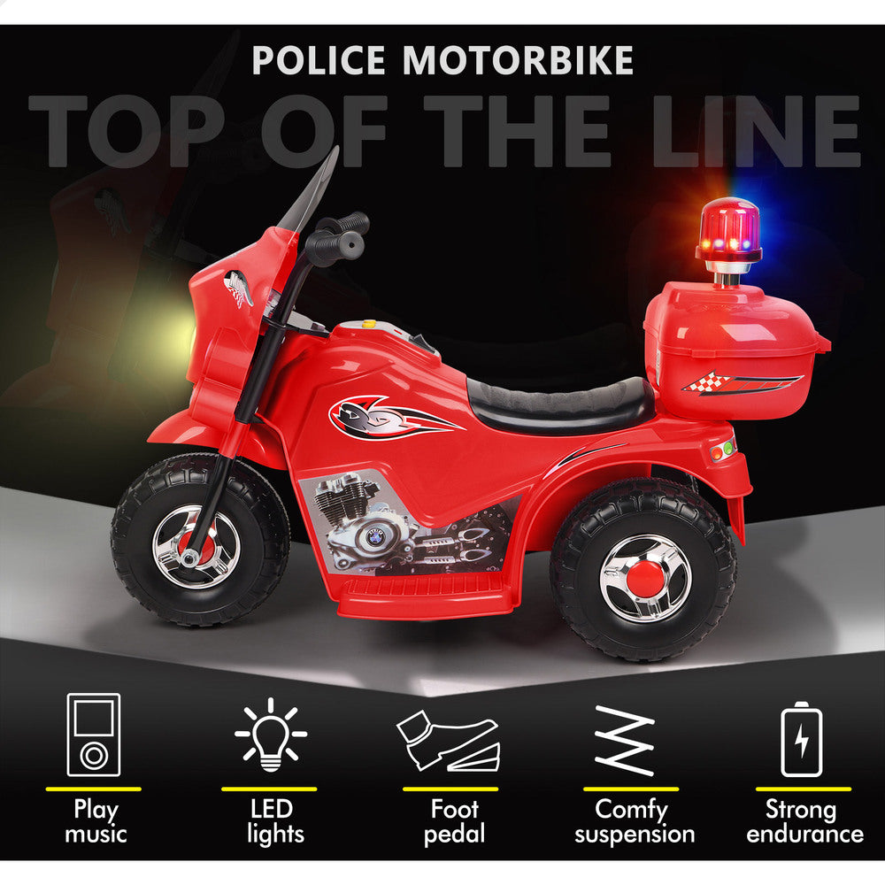 ALFORDSON Kids Ride On Car Police Motorcycle 6V Electric Toy 25W Motor MP3 Red