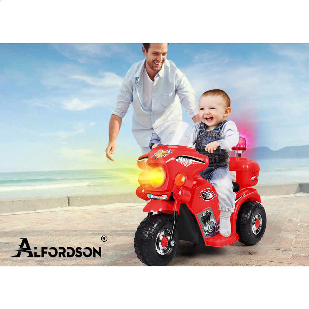 ALFORDSON Kids Ride On Car Police Motorcycle 6V Electric Toy 25W Motor MP3 Red