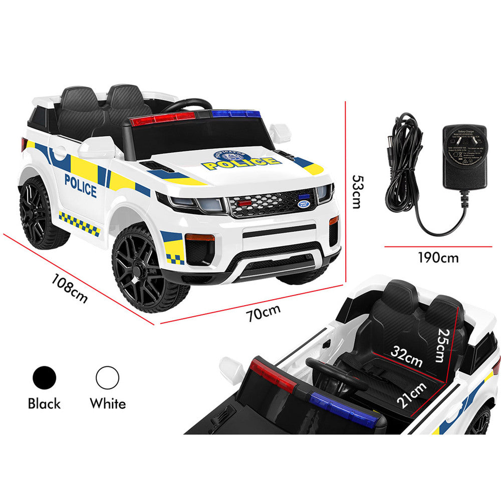 ALFORDSON Kids Police Ride On Car 12V Electric Toy Patrol Remote Control White