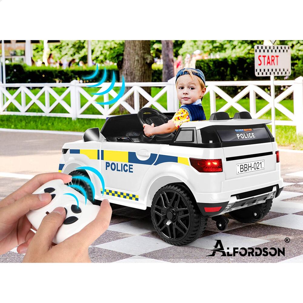 ALFORDSON Kids Police Ride On Car 12V Electric Toy Patrol Remote Control White