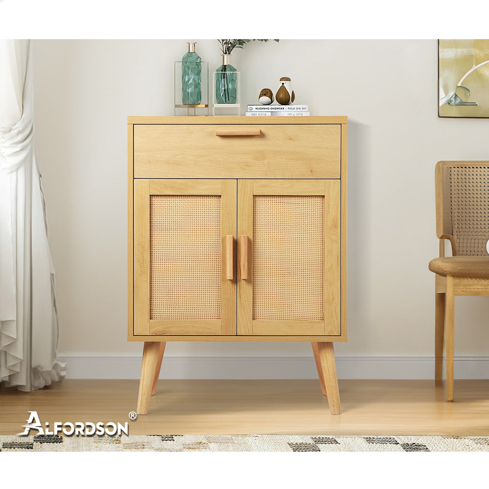 ALFORDSON Sideboard Cabinet Buffet Rattan Chest of Drawers Storage Shelf Oak