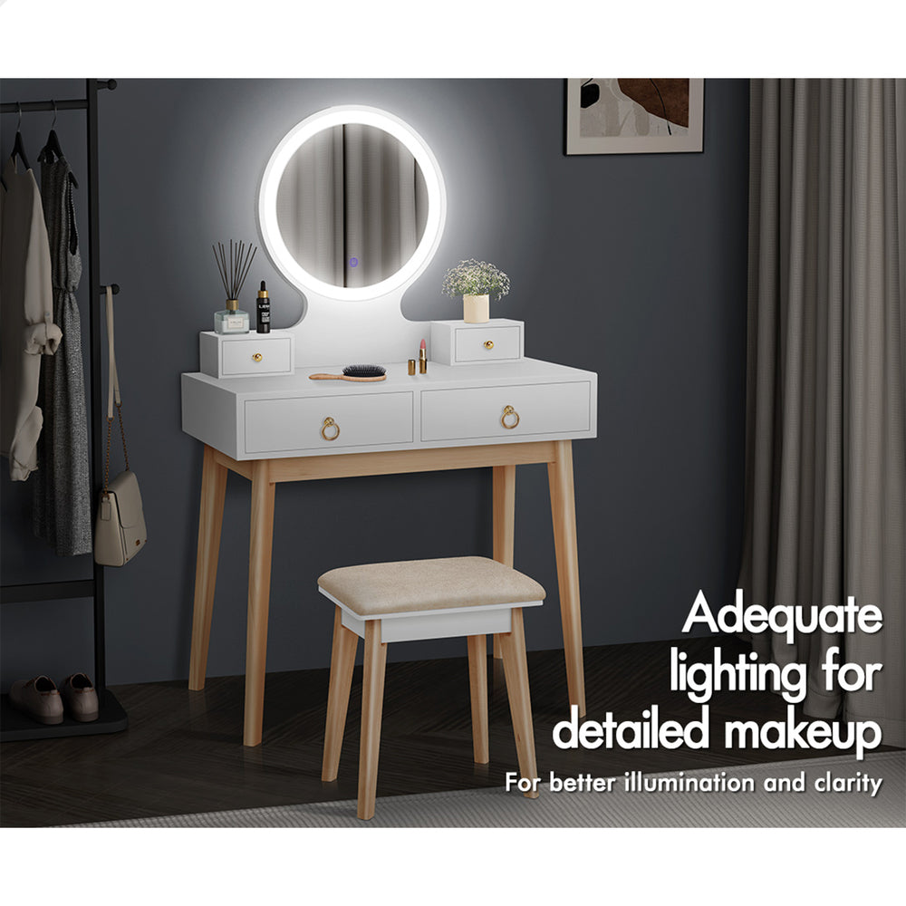 ALFORDSON Dressing Table Stool Set Makeup Mirror Vanity Desk LED Light White