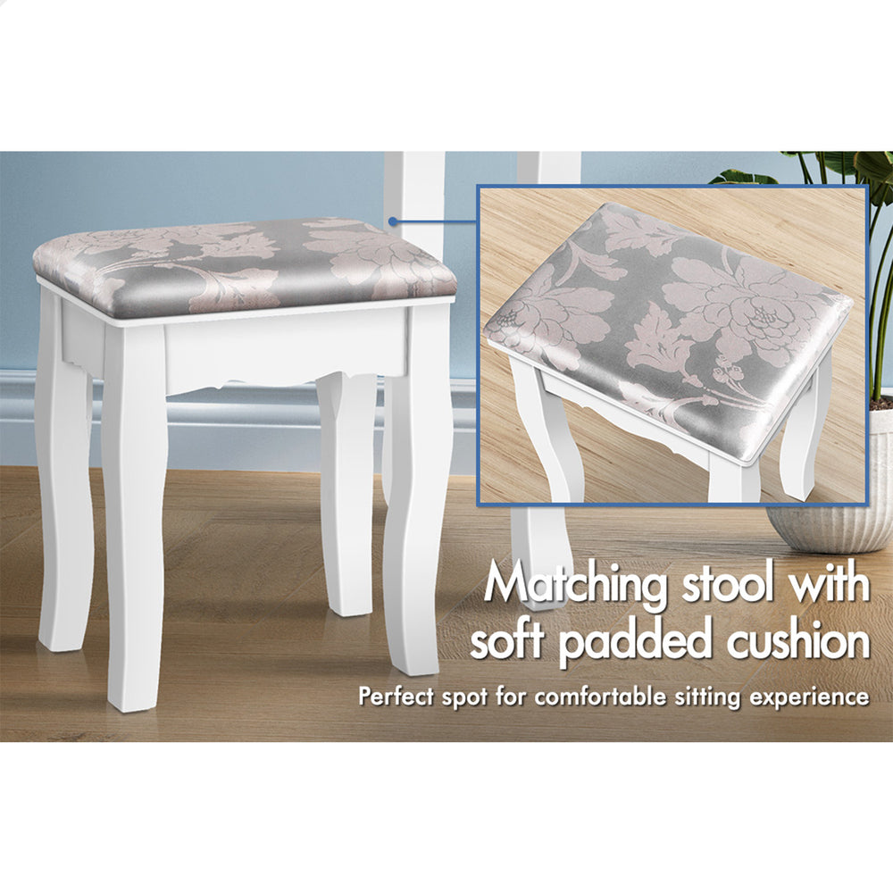 ALFORDSON Dressing Table Stool Set Makeup Foldable Mirror Vanity Desk White