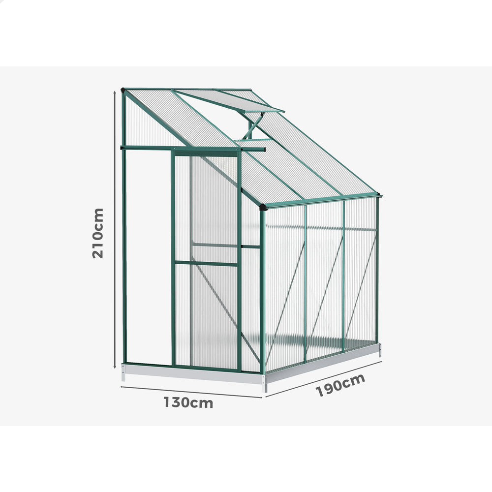 ALFORDSON Greenhouse Aluminium Polycarbonatel Greenhouse Garden Shed 1.9x1.3M