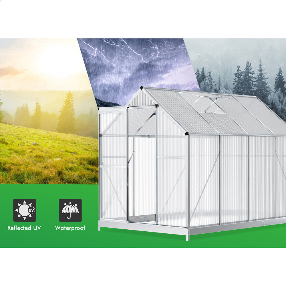 ALFORDSON Greenhouse Aluminium Polycarbonatel Garden Storage Shed 2.5x1.9x1.8M