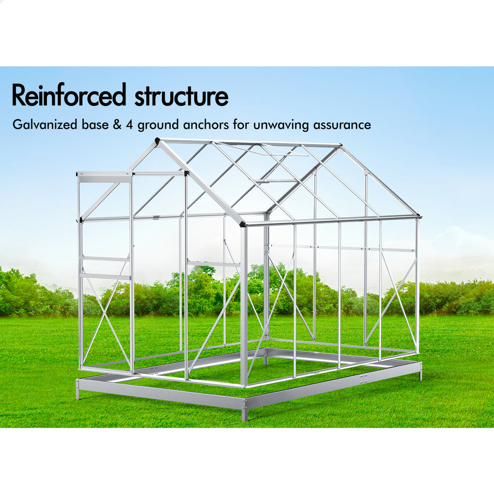 ALFORDSON Greenhouse Aluminium Polycarbonatel Garden Storage Shed 2.5x1.9x1.8M