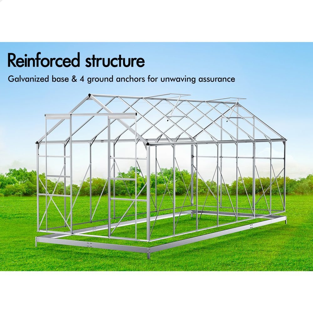 ALFORDSON Greenhouse Aluminium Polycarbonatel Garden Storage Shed 4.4x2.4x2.1M