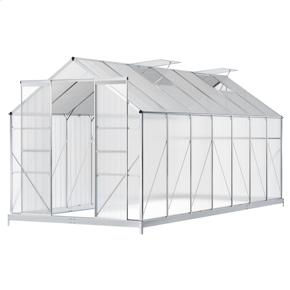 ALFORDSON Greenhouse Aluminium Polycarbonatel Garden Storage Shed 3.8x2.4x2.1M