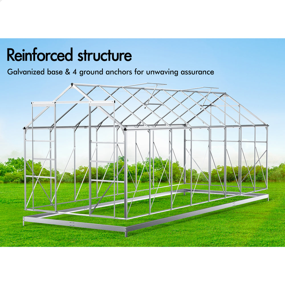 ALFORDSON Greenhouse Aluminium Polycarbonatel Garden Storage Shed 5.1x2.4x2.1M