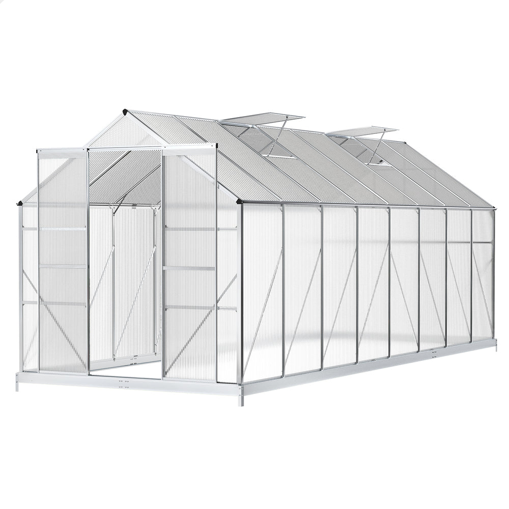 ALFORDSON Greenhouse Aluminium Polycarbonatel Garden Storage Shed 5.1x2.4x2.1M