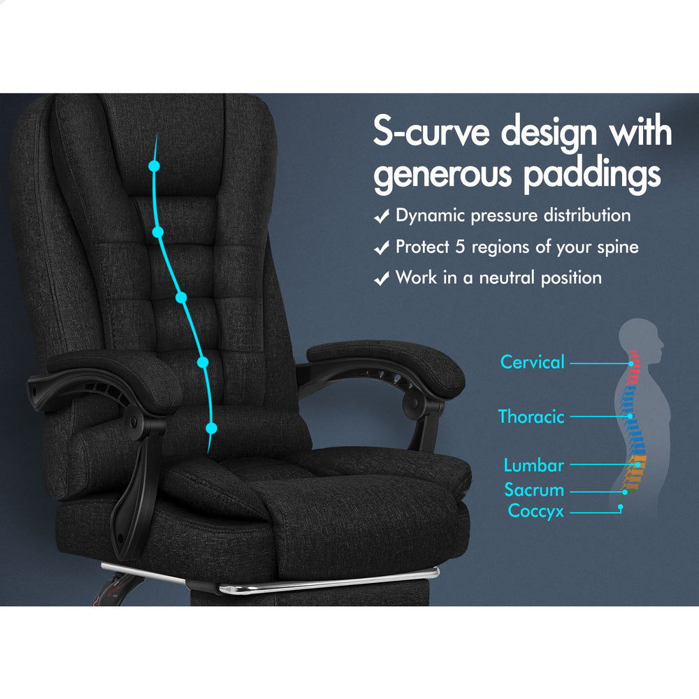 ALFORDSON Massage Office Chair Executive Fabric Seat Gaming Computer Racer