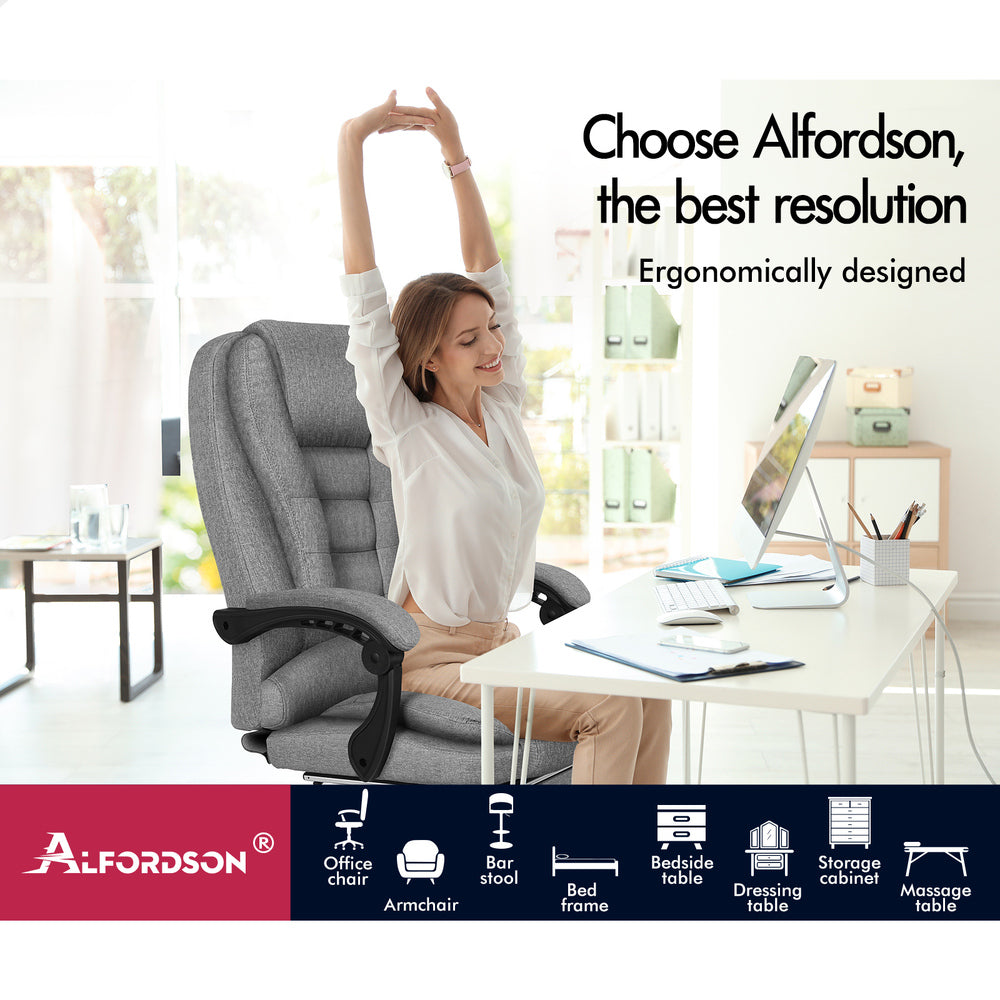 ALFORDSON Massage Office Chair Executive Seat Fabric Gaming Computer Racer