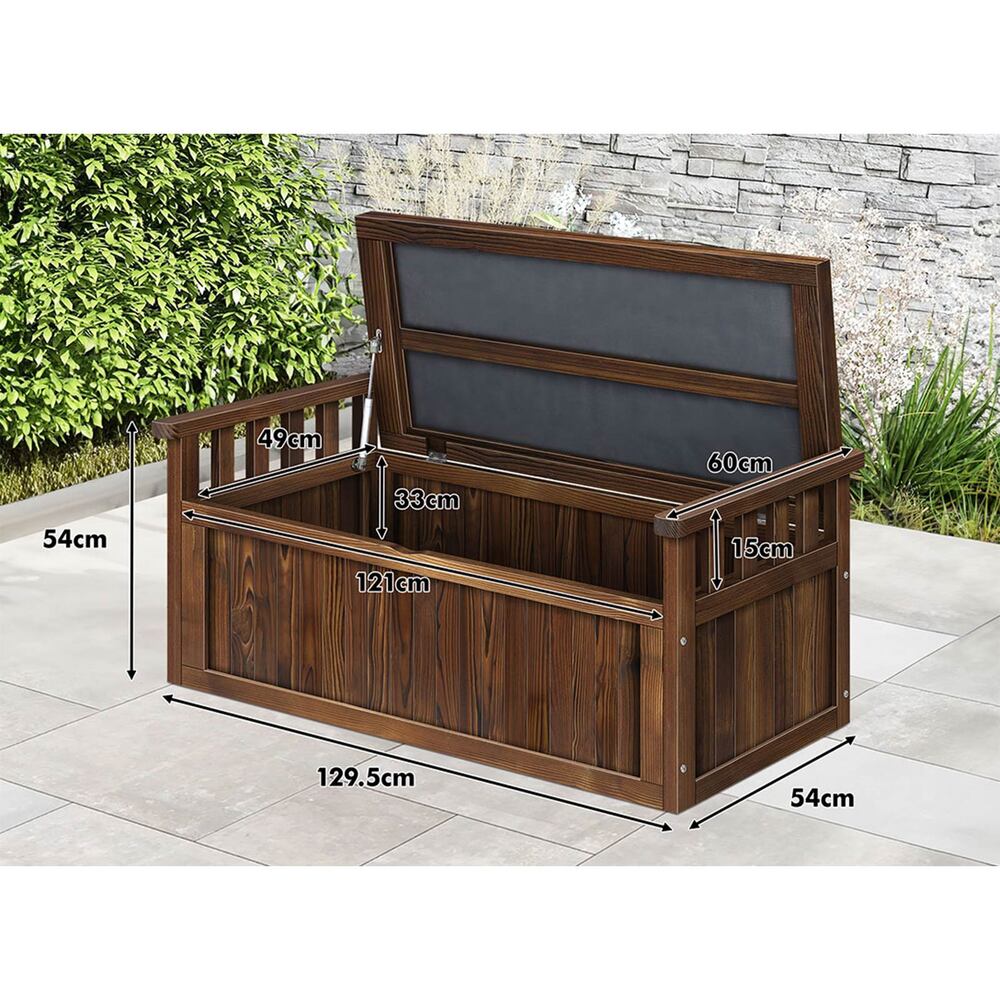 ALFORDSON Outdoor Storage Box Wooden Garden Bench Chest Tool Sheds Charcoal XL