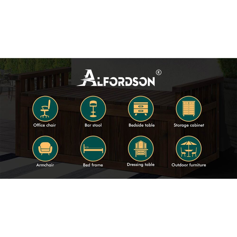 ALFORDSON Outdoor Storage Box Wooden Garden Bench Chest Tool Sheds Charcoal XL