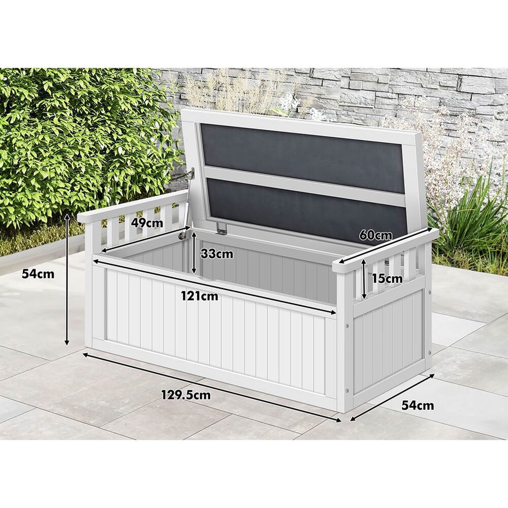 ALFORDSON Outdoor Storage Box Wooden Garden Bench Chest Tool Sheds White XL