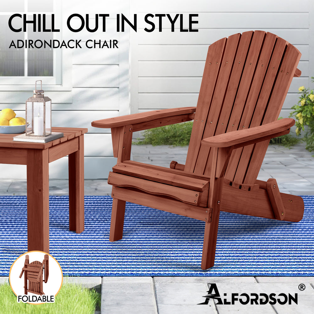 ALFORDSON Adirondack Chairs Wooden Outdoor Patio Furniture Brown