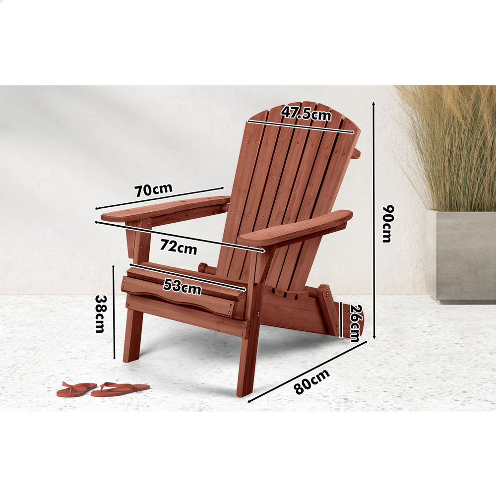 ALFORDSON Adirondack Chairs Wooden Outdoor Patio Furniture Brown