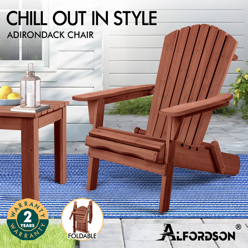 ALFORDSON Adirondack Chairs Wooden Outdoor Patio Furniture Brown