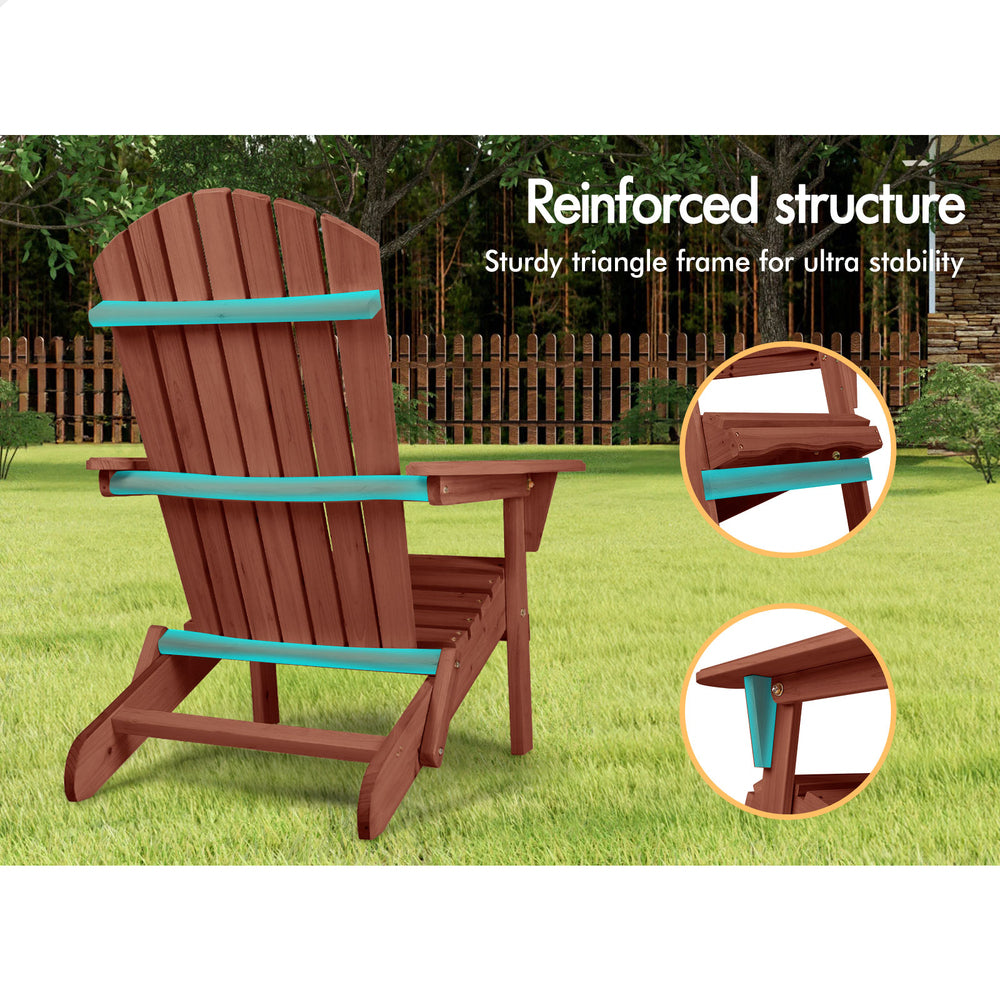 ALFORDSON Adirondack Chairs Wooden Outdoor Patio Furniture Brown