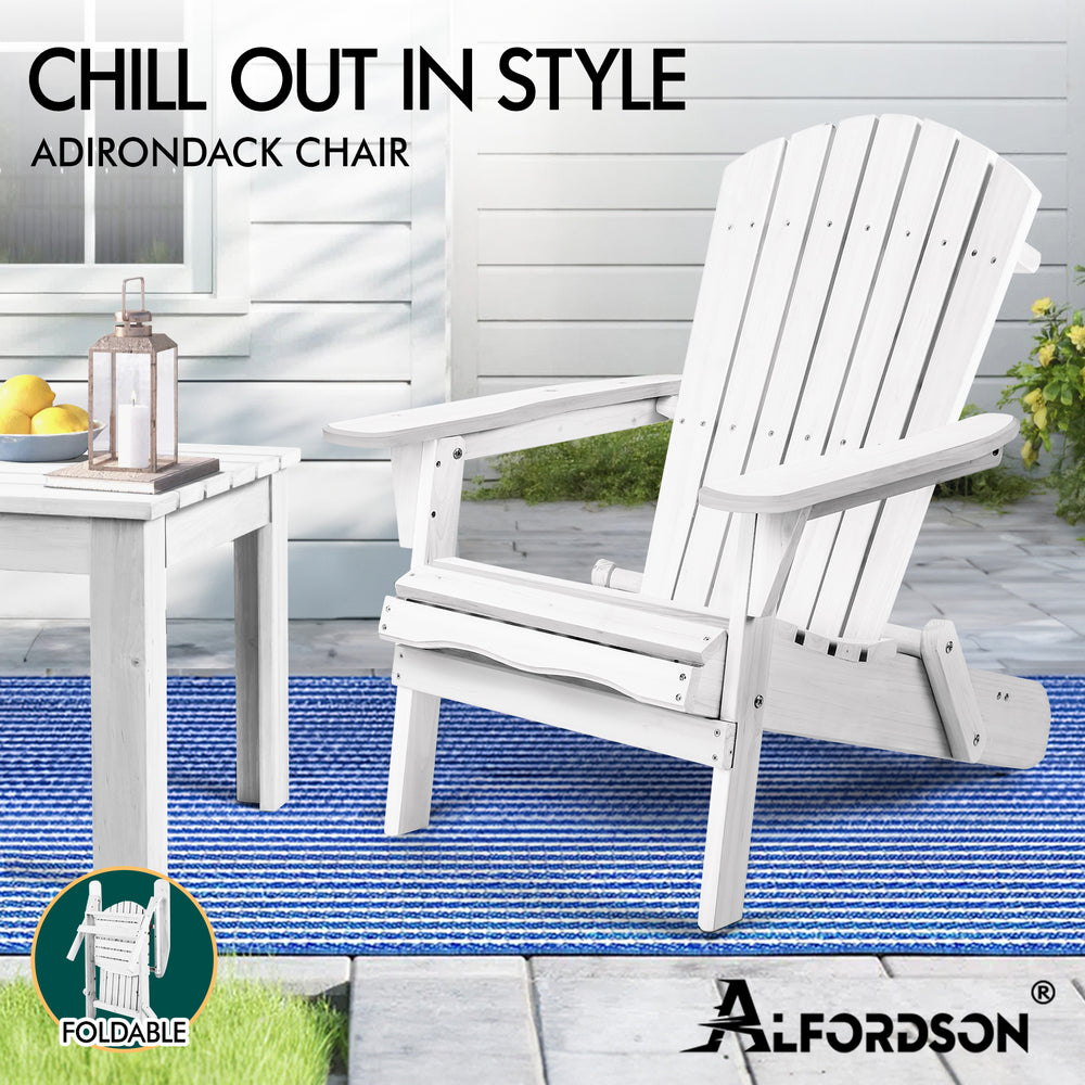 ALFORDSON Adirondack Chairs Wooden Outdoor Patio Furniture White