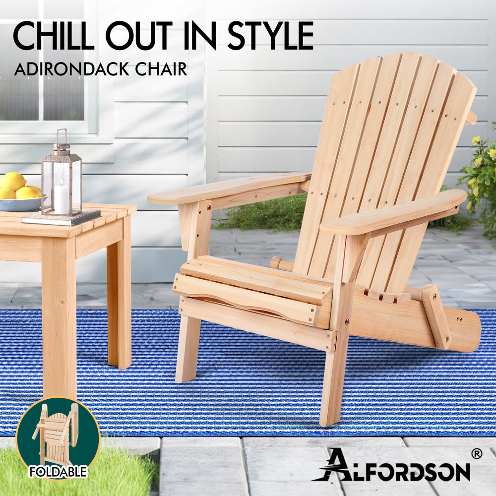 ALFORDSON Outdoor Chairs Wooden Adirondack Patio Furniture Beach Garden Natural