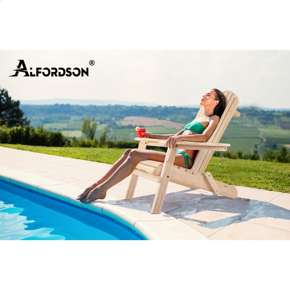 ALFORDSON Outdoor Chairs Wooden Adirondack Patio Furniture Beach Garden Natural