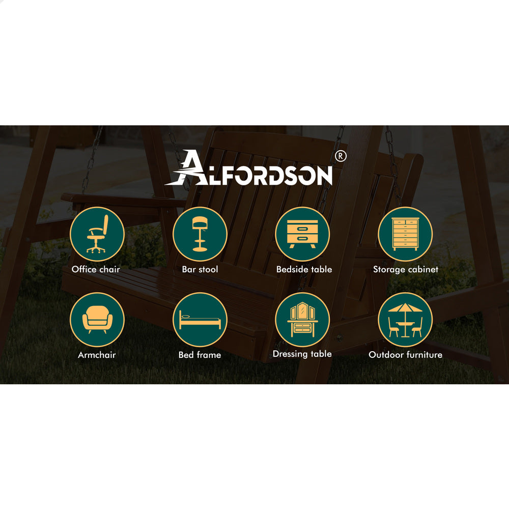 ALFORDSON Swing Chair Outdoor Furniture Wooden Garden Patio Bench Canopy Teak