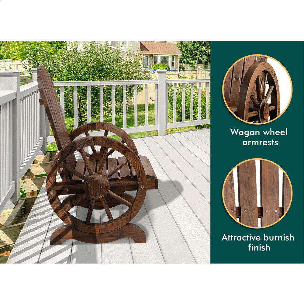 ALFORDSON Outdoor Wagon Wheel Chair Garden Wooden Seat Patio Lounge Charcoal