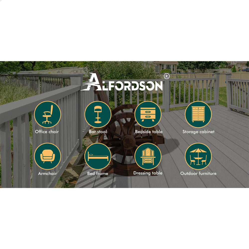 ALFORDSON Outdoor Wagon Wheel Chair Garden Wooden Seat Patio Lounge Charcoal