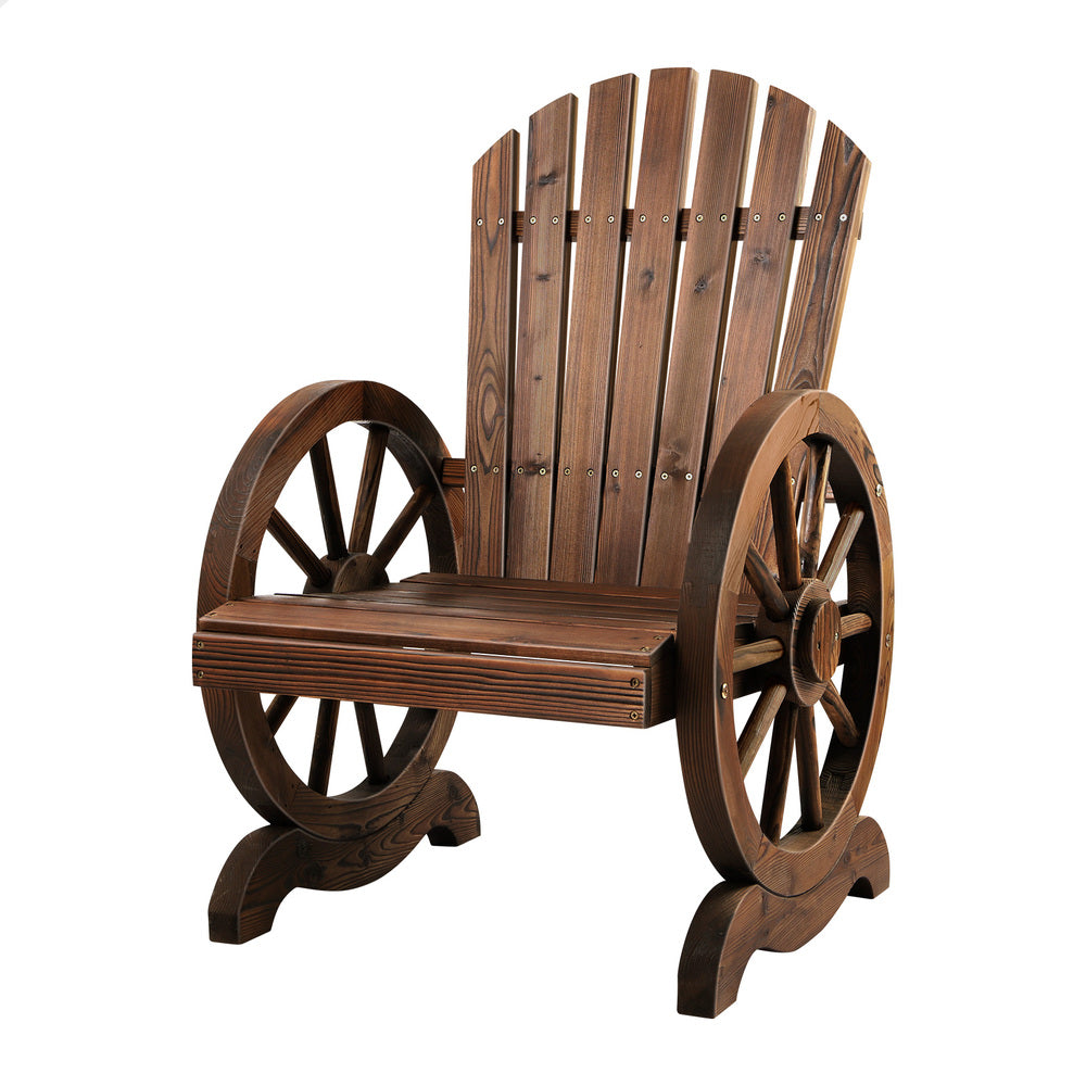 ALFORDSON Outdoor Wagon Wheel Chair Garden Wooden Seat Patio Lounge Charcoal