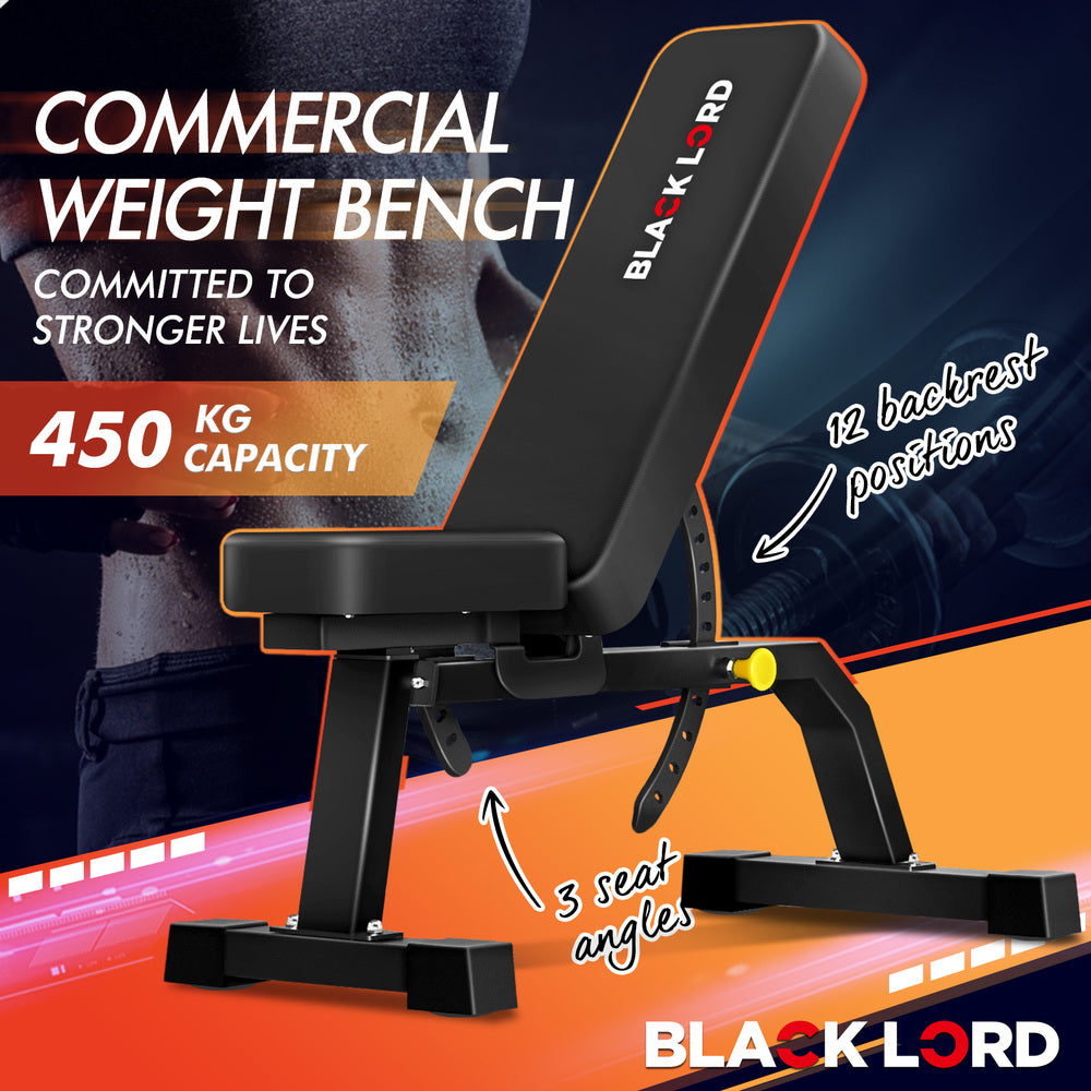 BLACK LORD Weight Bench Commercial FID Bench Flat Incline Press Fitness Gym