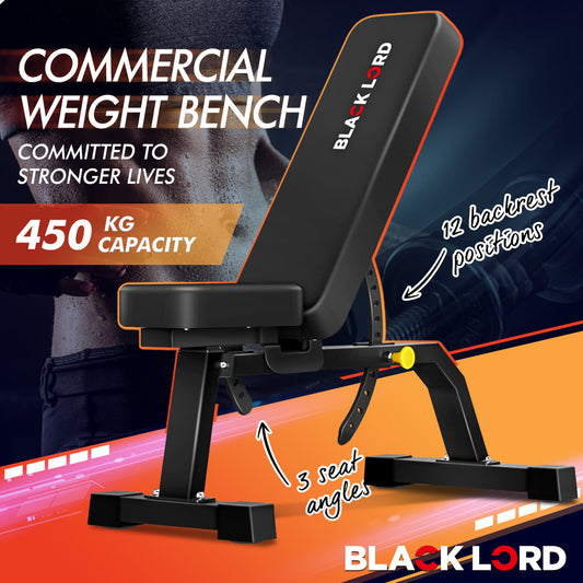 BLACK LORD Weight Bench Commercial FID Bench Flat Incline Press Fitness Gym