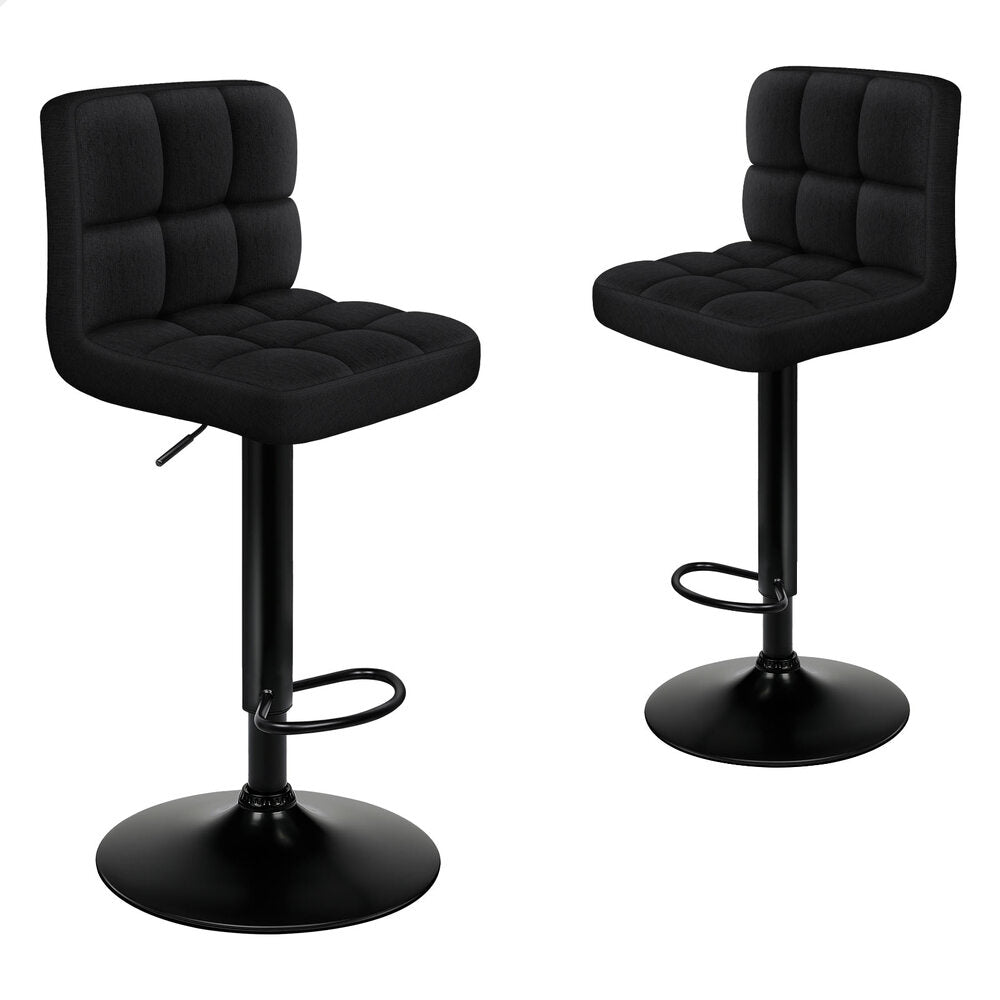 ALFORDSON 2x Bar Stools Ralph Kitchen Swivel Chair Fabric Gas Lift Black