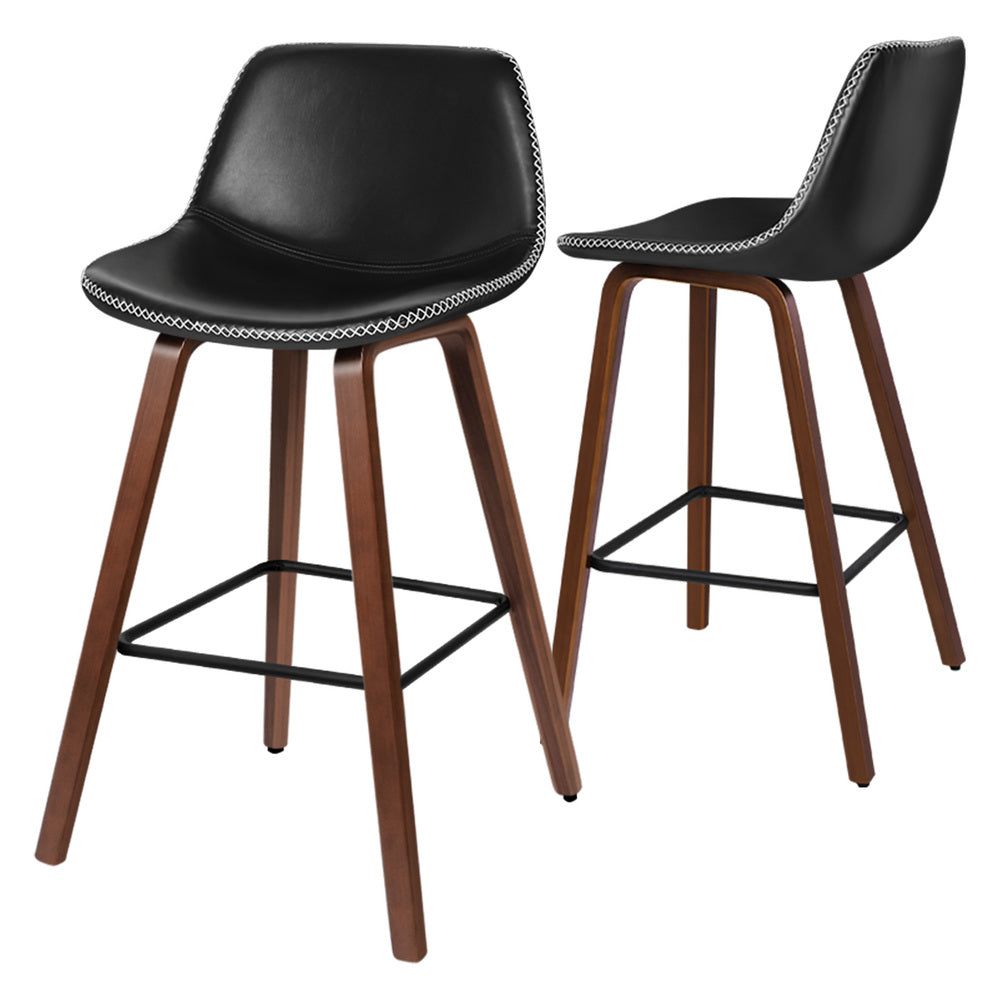 ALFORDSON 2x Wooden Bar Stools Noah Kitchen Dining Chair Vintage Retro Black