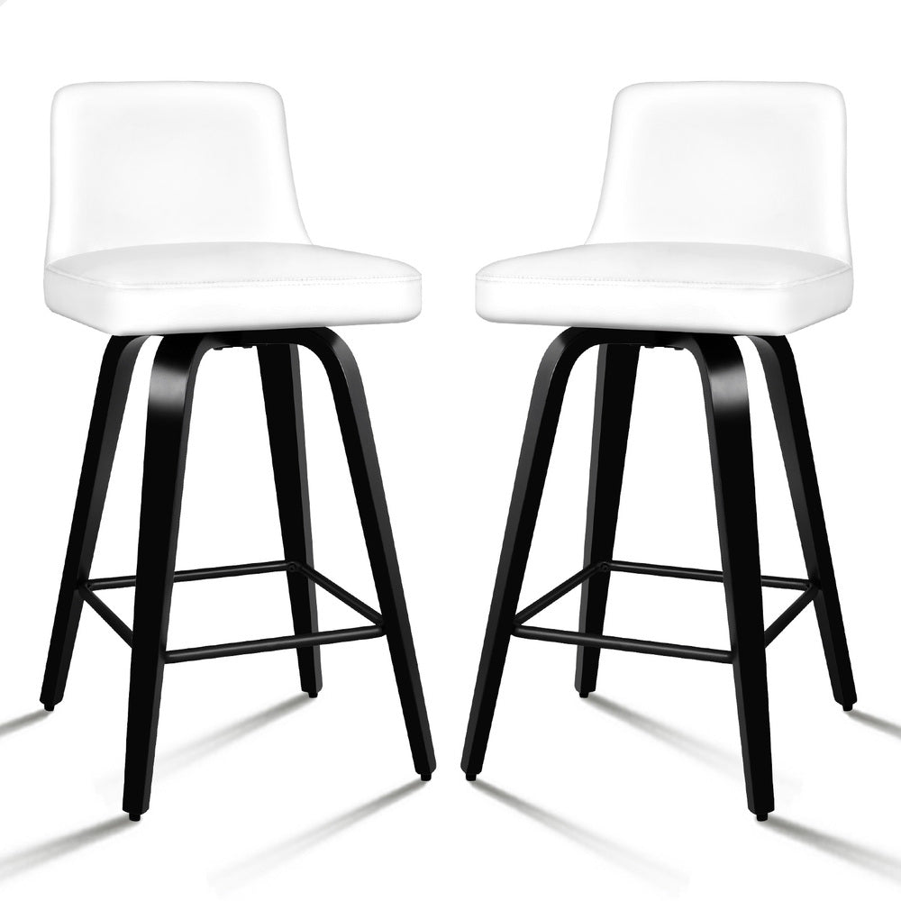 ALFORDSON 2x Swivel Bar Stools Bailey Kitchen Wooden Dining Chair White