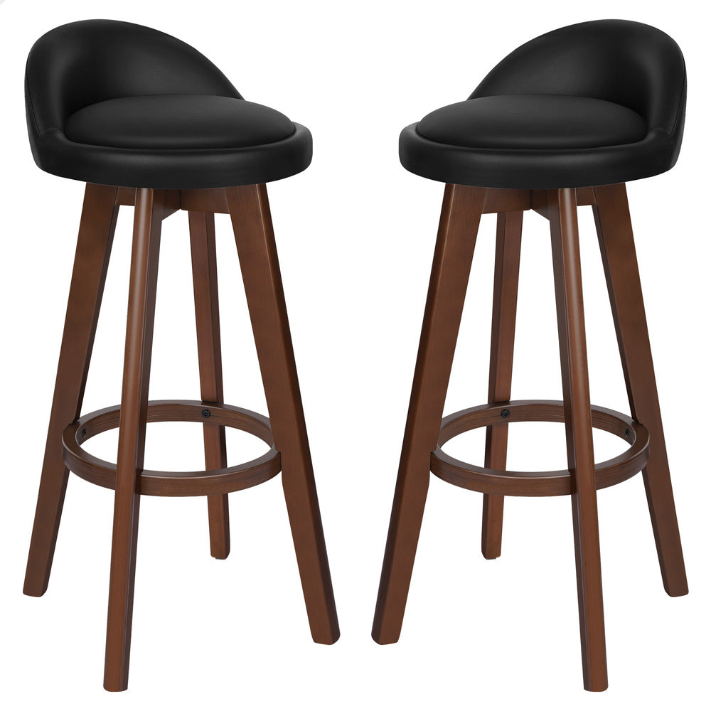 ALFORDSON 2x Bar Stools Liam Kitchen Wooden Swivel Chairs Black Brown