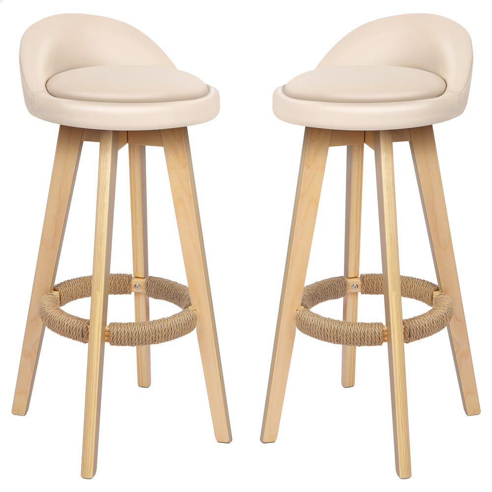 ALFORDSON 2x Kitchen Bar Stools Liam Wooden Swivel Bar Stool Chairs Beige