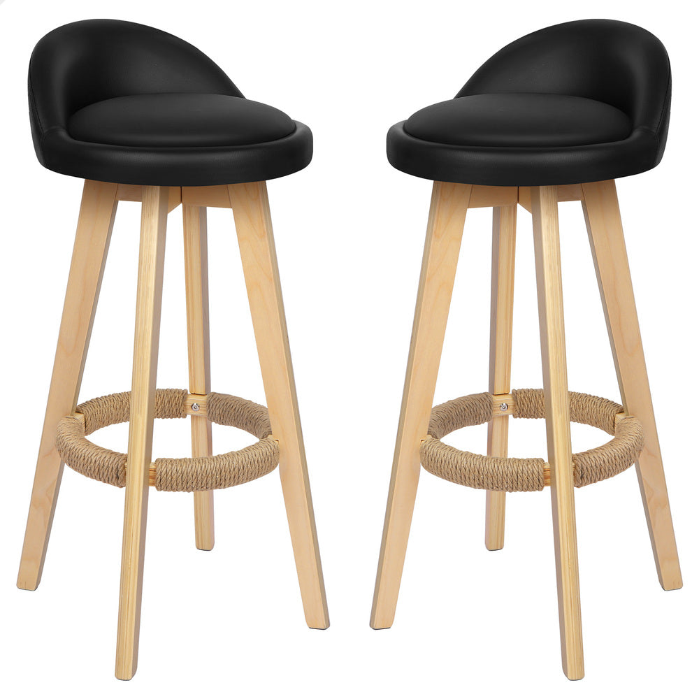 ALFORDSON 2x Kitchen Bar Stools Liam Wooden Swivel Bar Stool Chairs Black