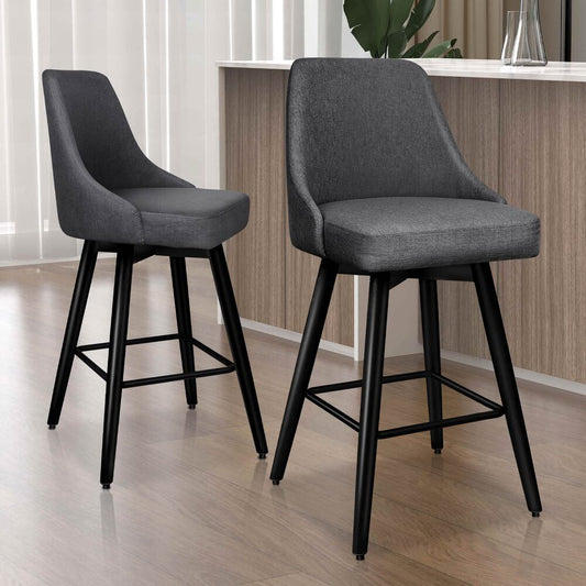 ALFORDSON 2x Swivel Bar Stools Kitchen Dining Chair Cafe Metal Dark Grey