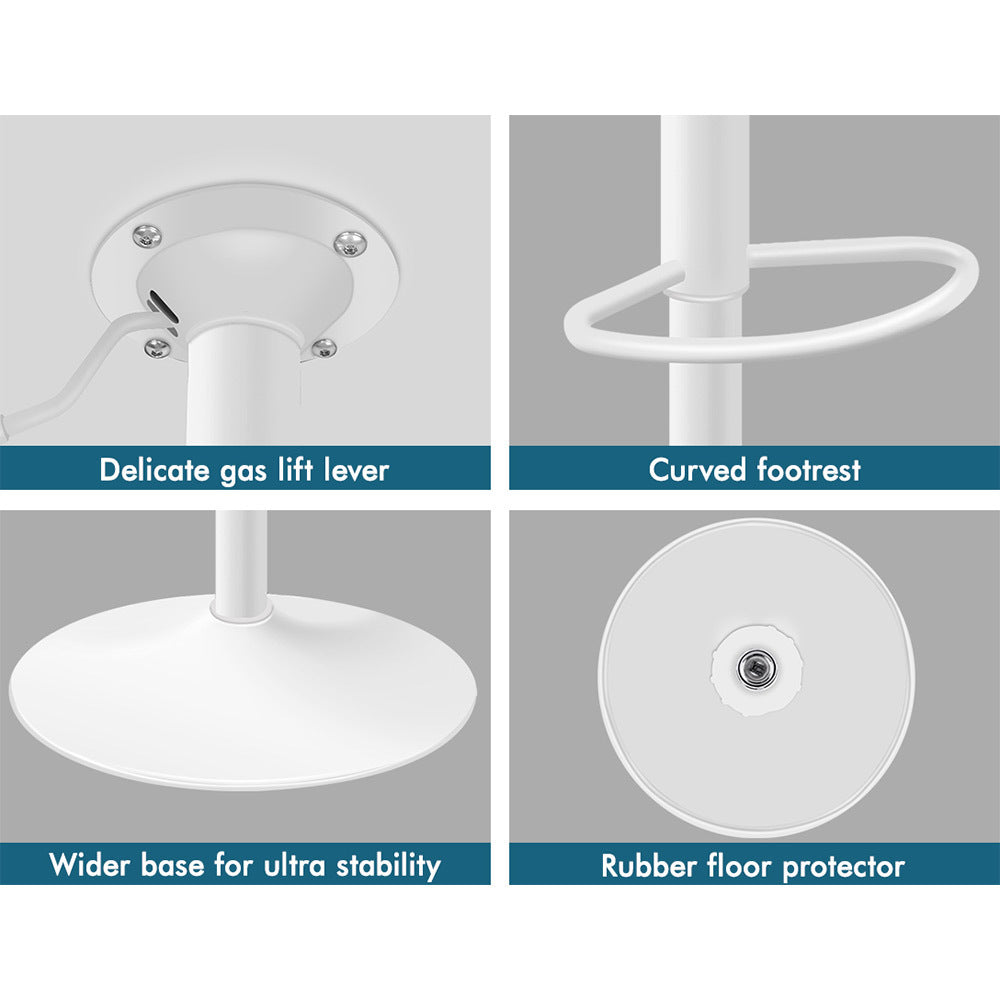 ALFORDSON 2x Bar Stools Kitchen Swivel Chair Leather Gas Lift Philip WHITE